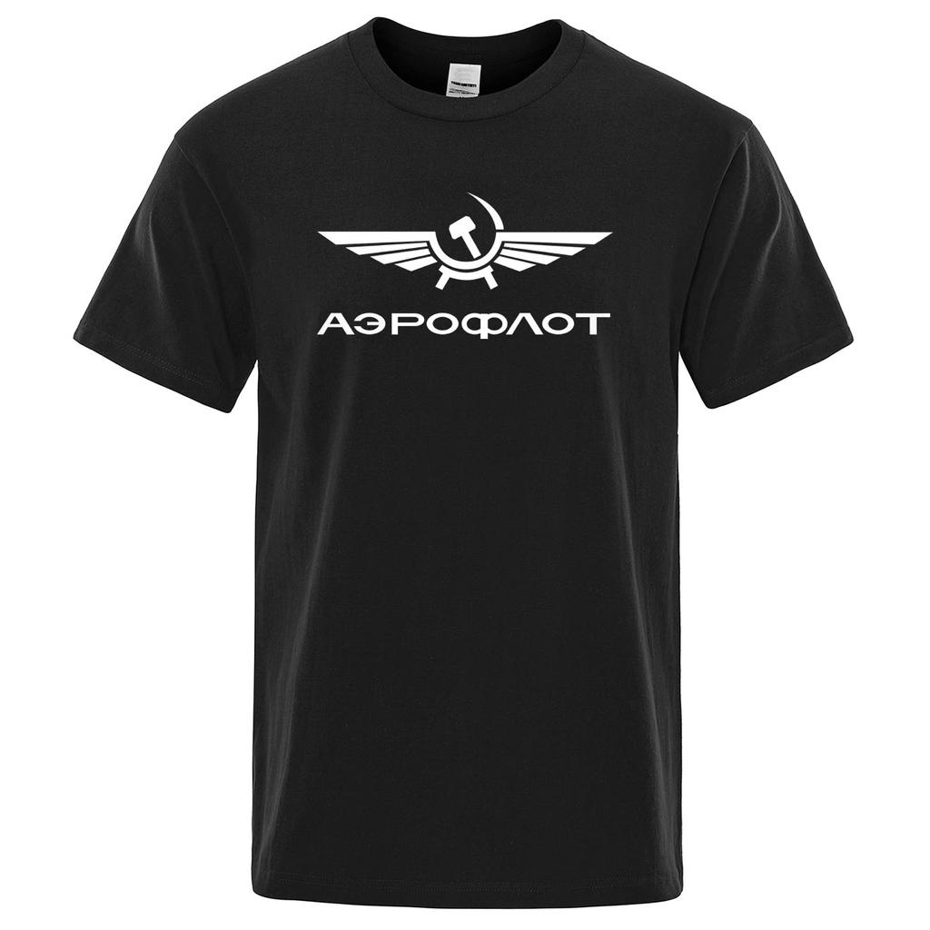 Aeroflot Aviazione Russa Pilota Aerospaziale Aviatore TShirt Estiva Cotone Punk Rock Moda Top Girocollo Elegante Maglietta da Uomo