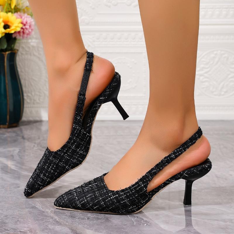 Fashion 2025 Leisure Sandals Female Office Career Thin Mid Heels Pointed Toe Shoes Women Slip On Summer Sandals Plus Size