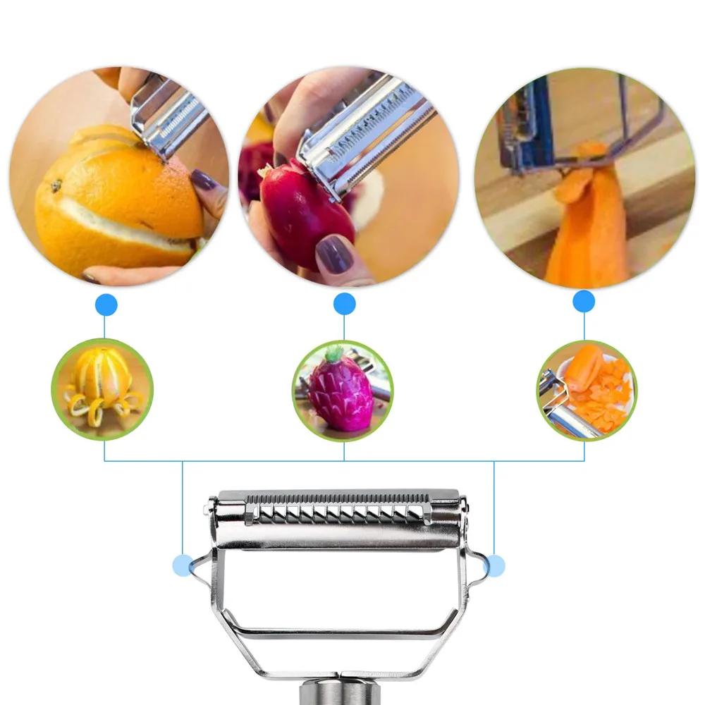 Stainless Steel Multifunction Peeler, Fruit & Vegetable Grater, Julienne Slicer for Potato, Carrot, Cucumber, Kitchen Tool