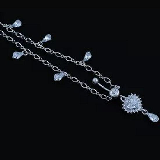 

Gaibei European-American Gemstone Heart Waist Chain Belly Button Jewelry 80-100 cm білий