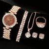 Ladies Cornucopia Diamond Watch Set Bracelet Accessories Fashion Quartz European Beautiful Women Watch Set