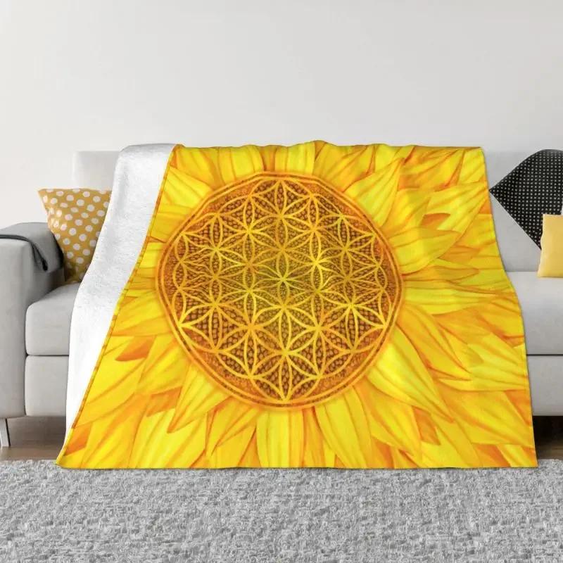Flower Of Life Sacred Geometry Blanket Flannel Fleece Geometric Pattern Mandala Throw Blankets for Travel Bedding Couch Quilt