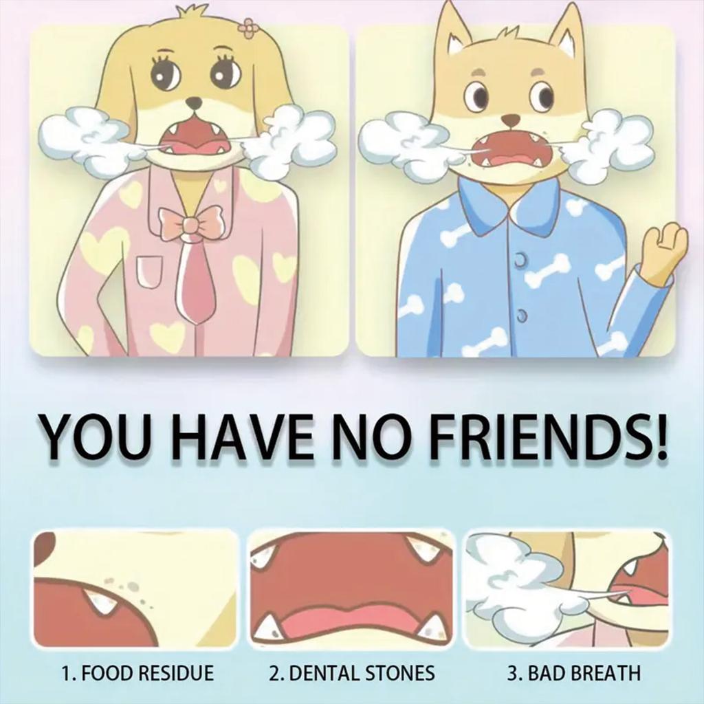 Pet tooth powder cleans teeth while refreshing breath, making interaction with furry children closer