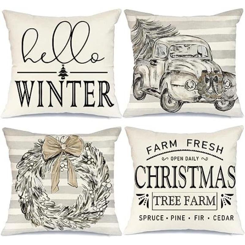 New Christmas Pillow Cover Linen Printed American Sofa Pillow Cover Pillow Cover