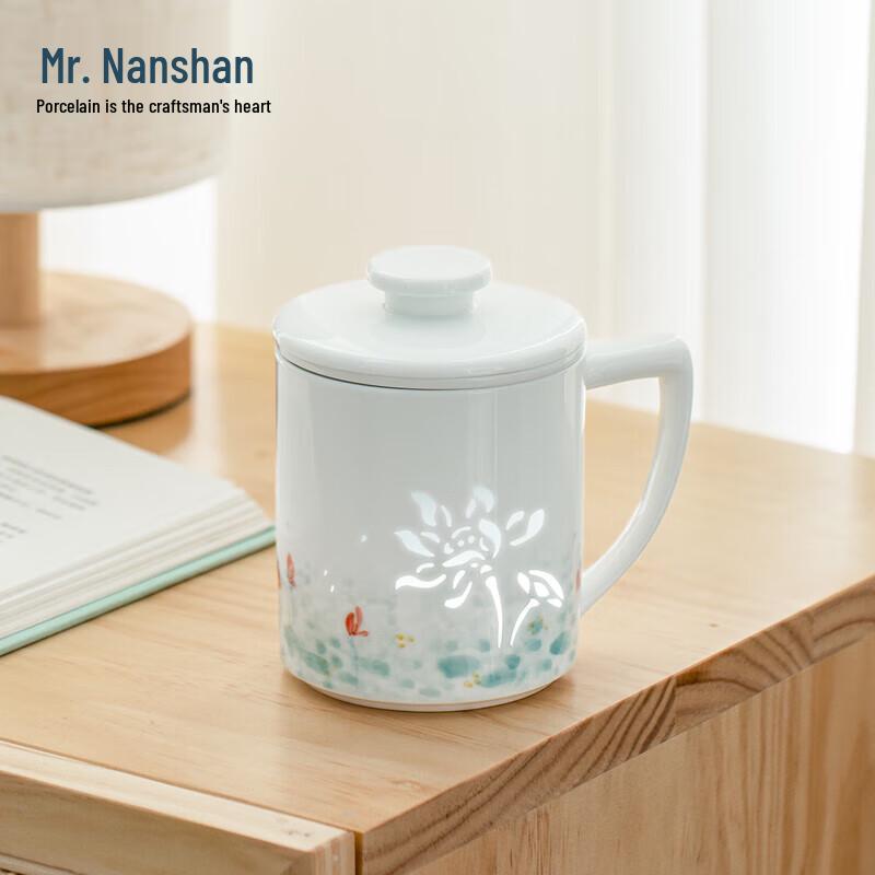 

Hand-painted Ceramic Tea Mug with Infuser and Lid