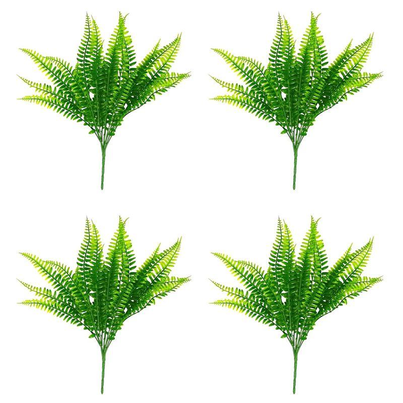 A84X-4X Artificial Ferns For Outdoors & Indoors,Large Faux Ferns Fake Boston Fern Plant For Planter Garden Porch Entrance B