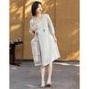 Demana Linen Blend Half-Sleeve A-Line Dress