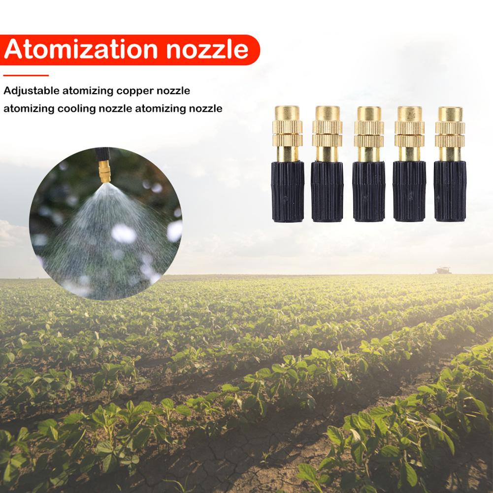 5pcs Fogging Cooling Nozzles Copper Misting Nozzle Automatic Spraying Atomizing Sprayer Connecting 4/7 Hairpipe Irrigation Tools