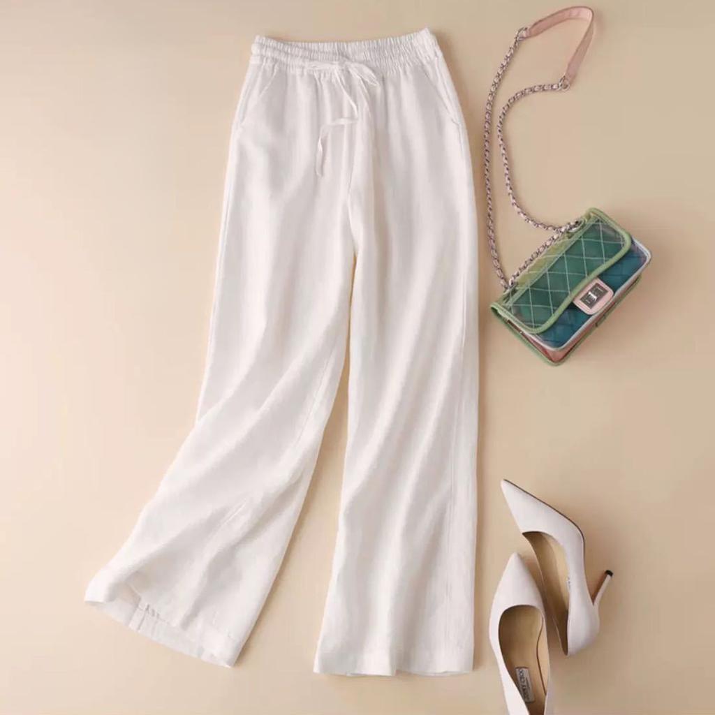 Pantaloni Estivi In ​​lino Di Cotone Donne Pantaloni Elastici Casual Elastici Streetwear Abi Da Donna Solidi 2024 Pencil Sciolto 250930 Da 6,84 € | DHgate