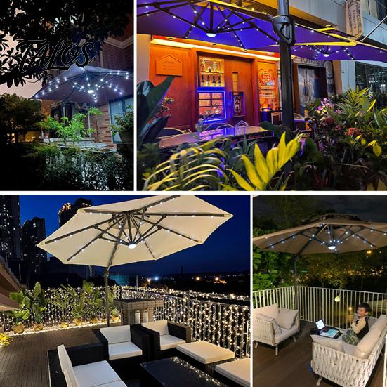 Solar Charging Umbrella Light Outdoor Dimmable Auto On/Off Remote Patio Control Waterproof LED Party Decoration Lighting