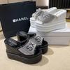 Fashion House Slippers Platform High-Heeled Shoes Lady Luxury Slides Increased Internal On A Wedge Peep Toe Designer Fashion Sexy Super