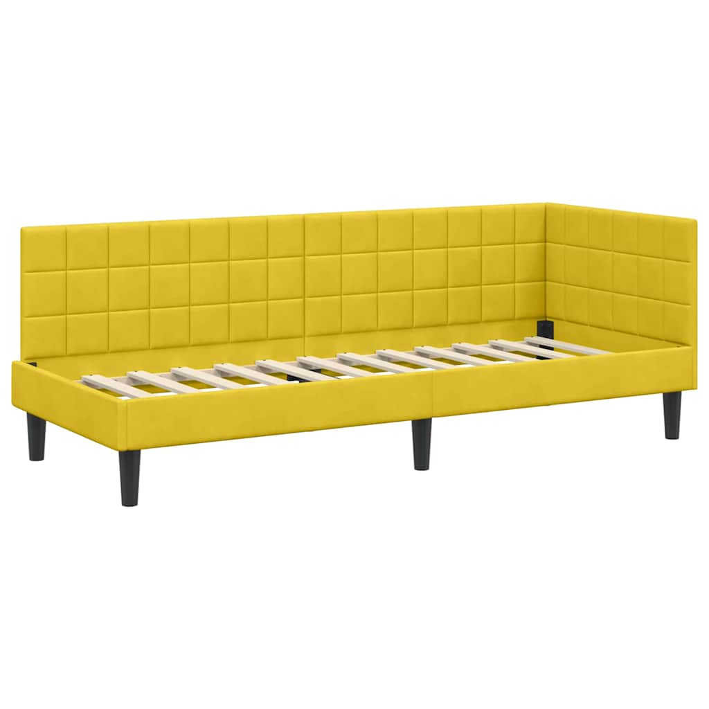 L Shaped Bed Frame with Headboard Yellow 80 Cm X 200 Cm Velvet