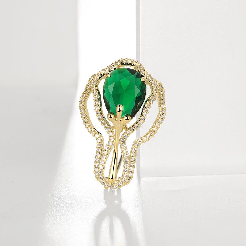 Bo Xin Yun Luxury Emerald Avocado Brooch with Zirconia – Personalized Vegetable Corsage Pin