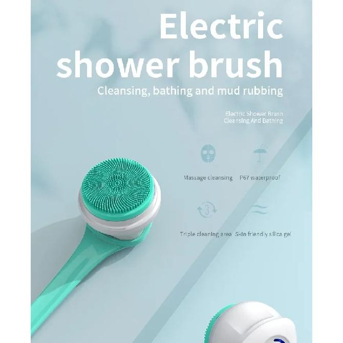 Auto Rotating Electric Waterproof Massage Shower Brush Multi-function Silicone Massage Bath Brush with 5 Large Brush Heads