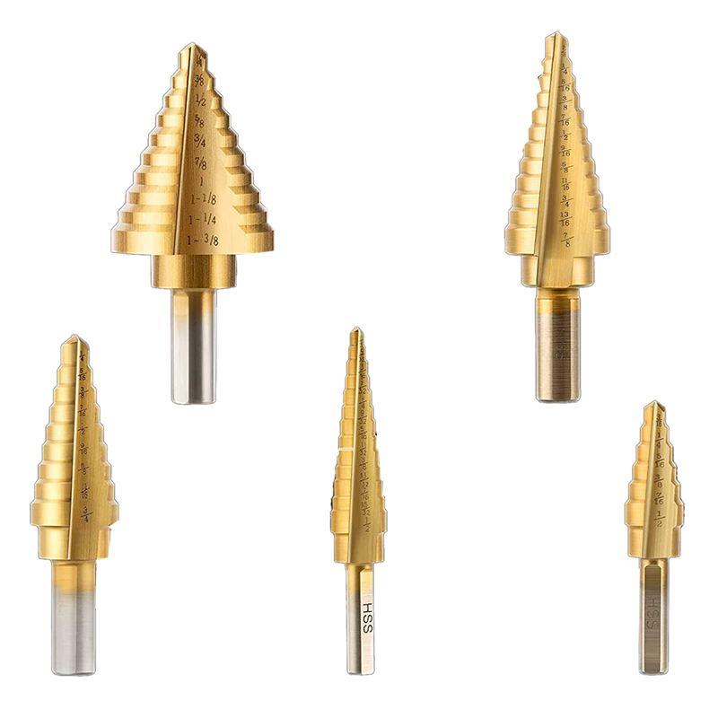 A60Z6 Pcs Step Drill Bit Set Titanium HSS Unibit Drill Bits From 1/8 Inch To 1-3/8 Inch Stepped Up Bits & Center Punchmay