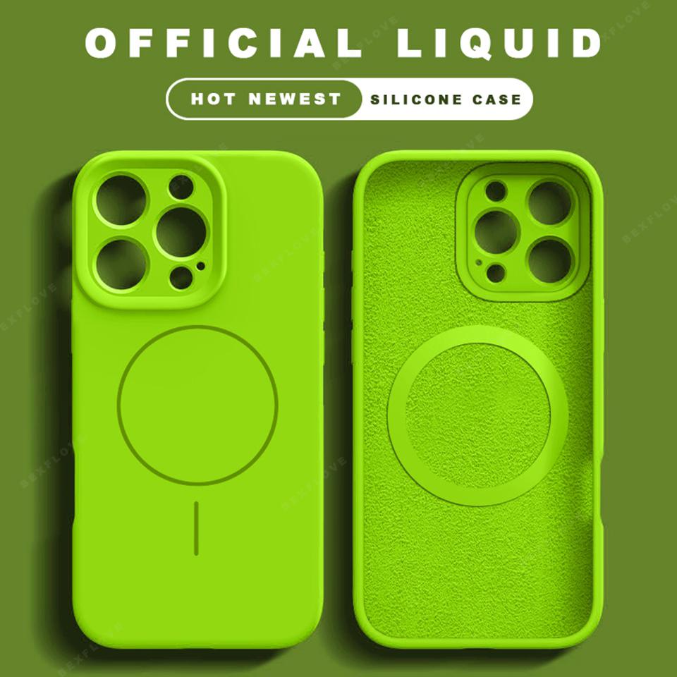 Official Magnetic Phone Case For For Iphone 1 14 16 Plus 12 13 16 Pro Max Liquid Silicone Lanyard Charge Protector Cover