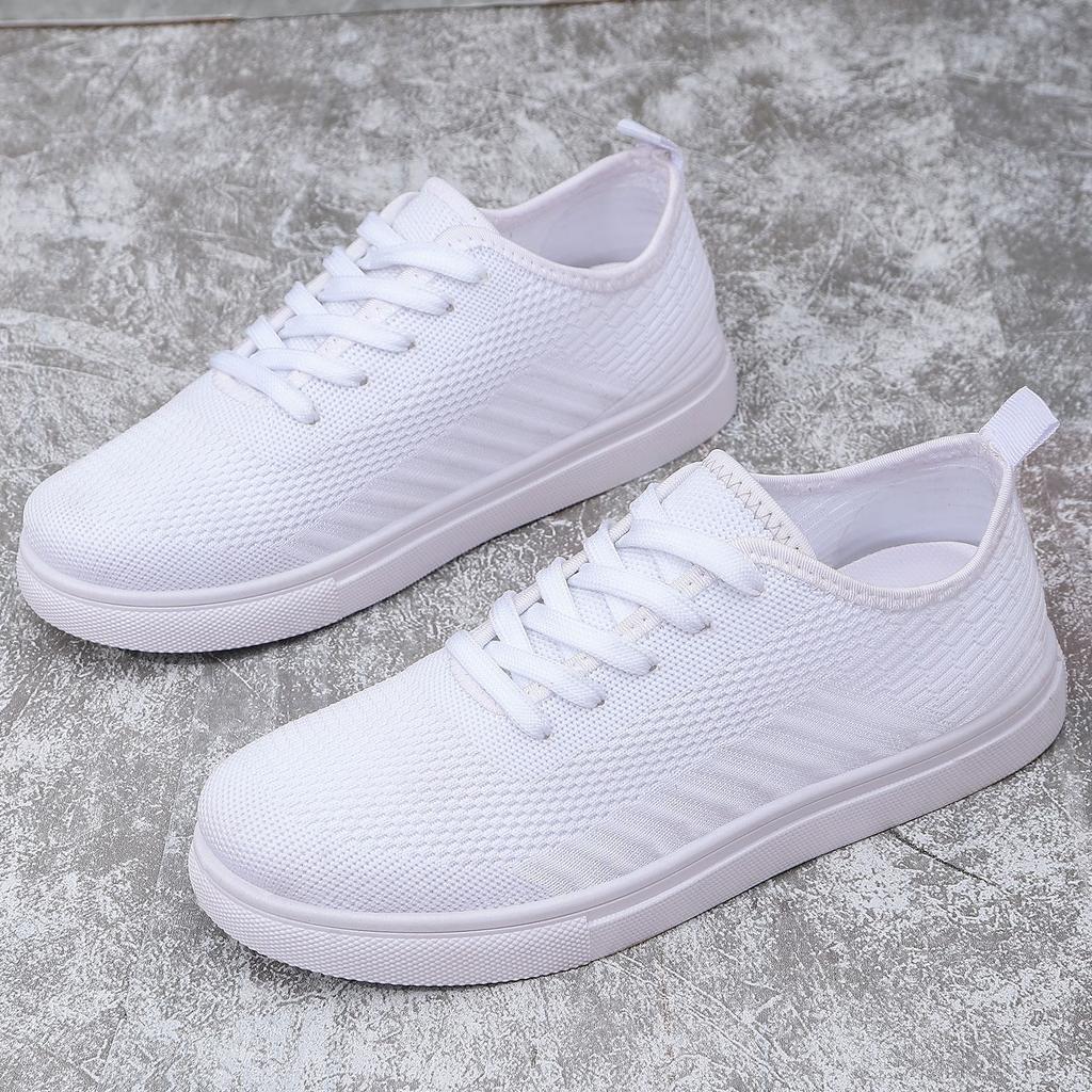 Women's Sports Shoes, Casual Shoes, Woven White Sneakers, Soft-bottom Lightweight Sneakers, Flat Shoes