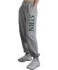 BONIEE [Fleece Lined Selection] Big Typo Jogger Elastic Waist Pants Gray