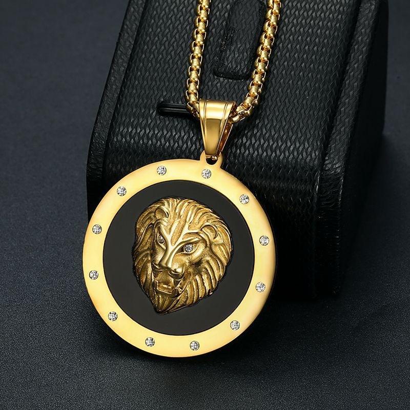 2026 Jewelry Fashion Trend Inlaid Zircon Lion Head Pendant Necklace Men's Party Jewelry Accessories