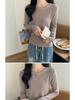 2025 Light Blue Chic Korean Slim-Fit Round Neck Sweater - Spring Age-Reducing Knitted Base Layer
