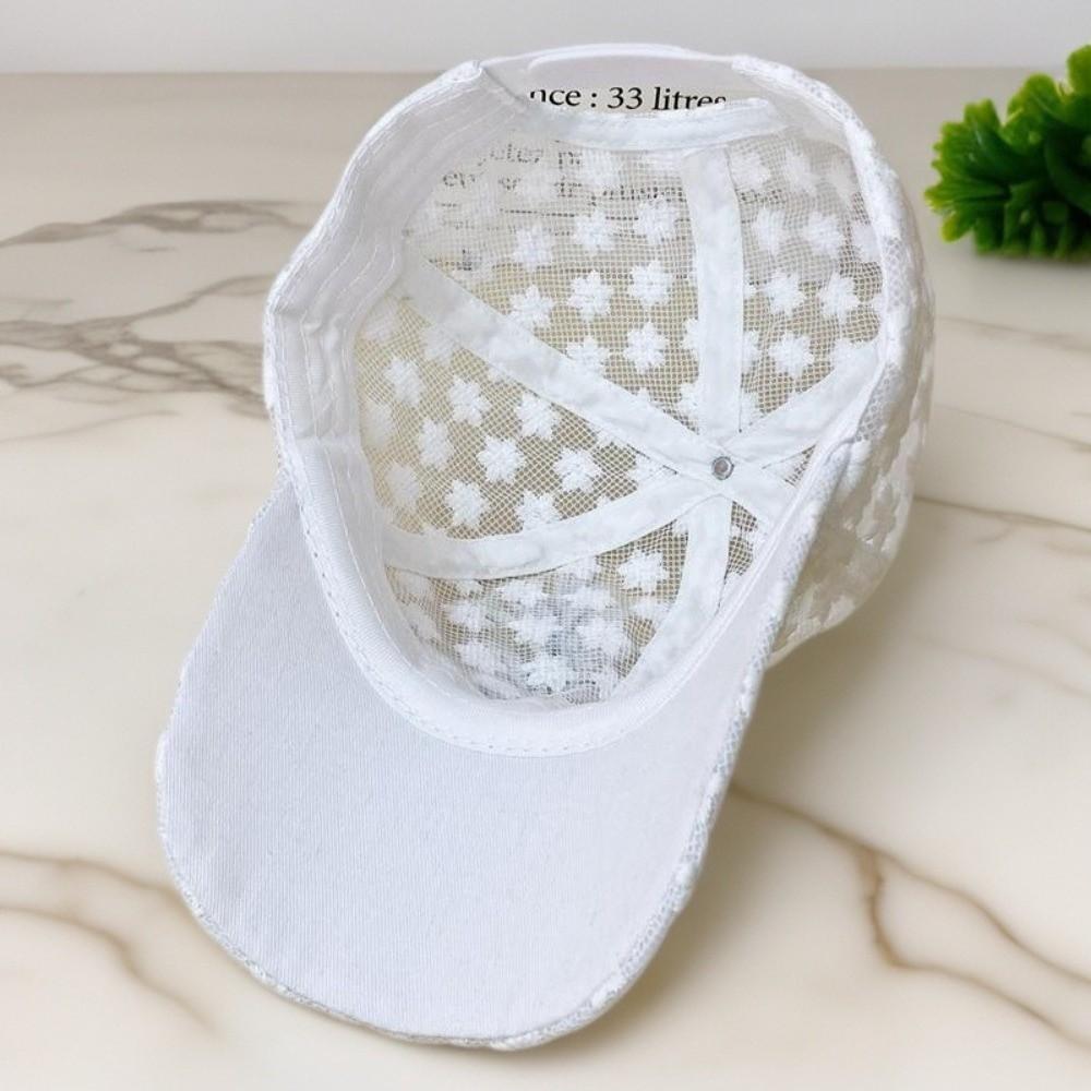 Embroidered Flower Lace Mesh Baseball Cap Breathable Trucker Hat Fashion Cycling Sun Hat  for Women