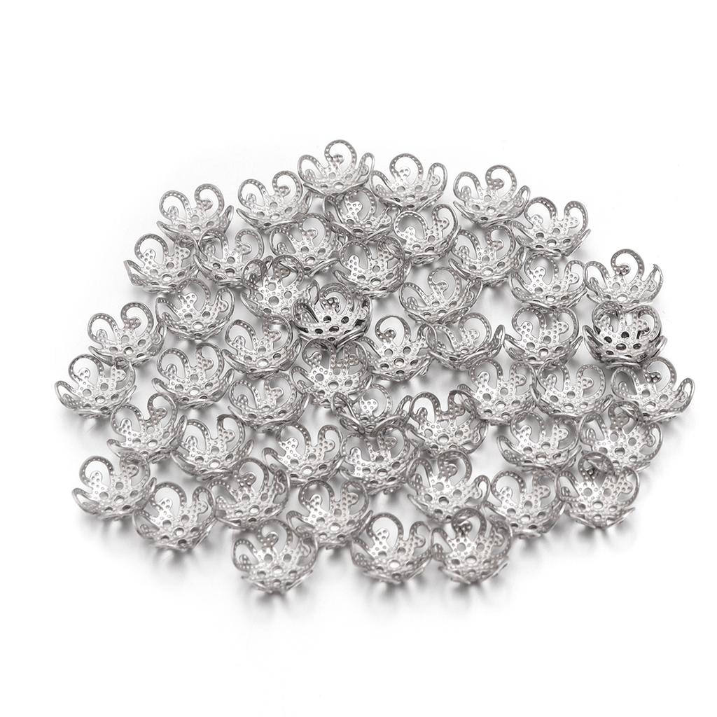 30pcs Vintage Stainless Steel Bead Caps Flower Bead End Caps For Jewelry Making DIY Necklace Bracelet Earrings Spacer Bead Caps