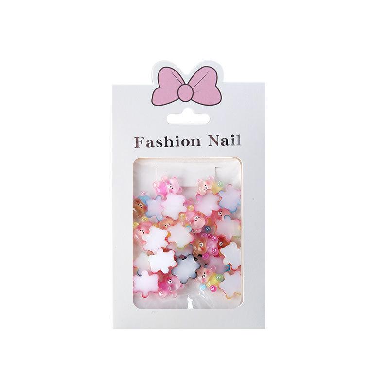 Cute Candy Bear 3D Nail Art Decorations (20 Pieces) - Translucent Resin Flat Bottom