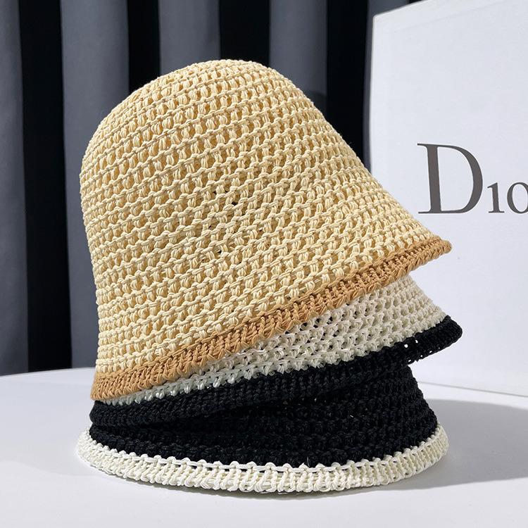 Women's Summer Artistic Japanese Breathable Bucket Hat - Small Face Effect, No Makeup Look, Hollow Design