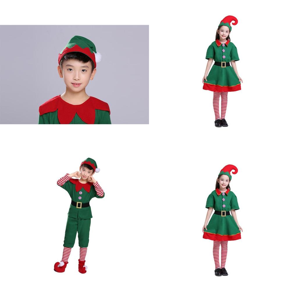 Delightful Christmas Elf Cosplay Costume Couple Outfit For Fancy Dress Xmas Party Role Play