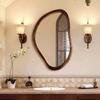 Walnut Wood Bathroom Mirror Retro Bath Mirrors Household Dressing Table Modern Ornament Bedroom Luxury Wall Mounted Accessories