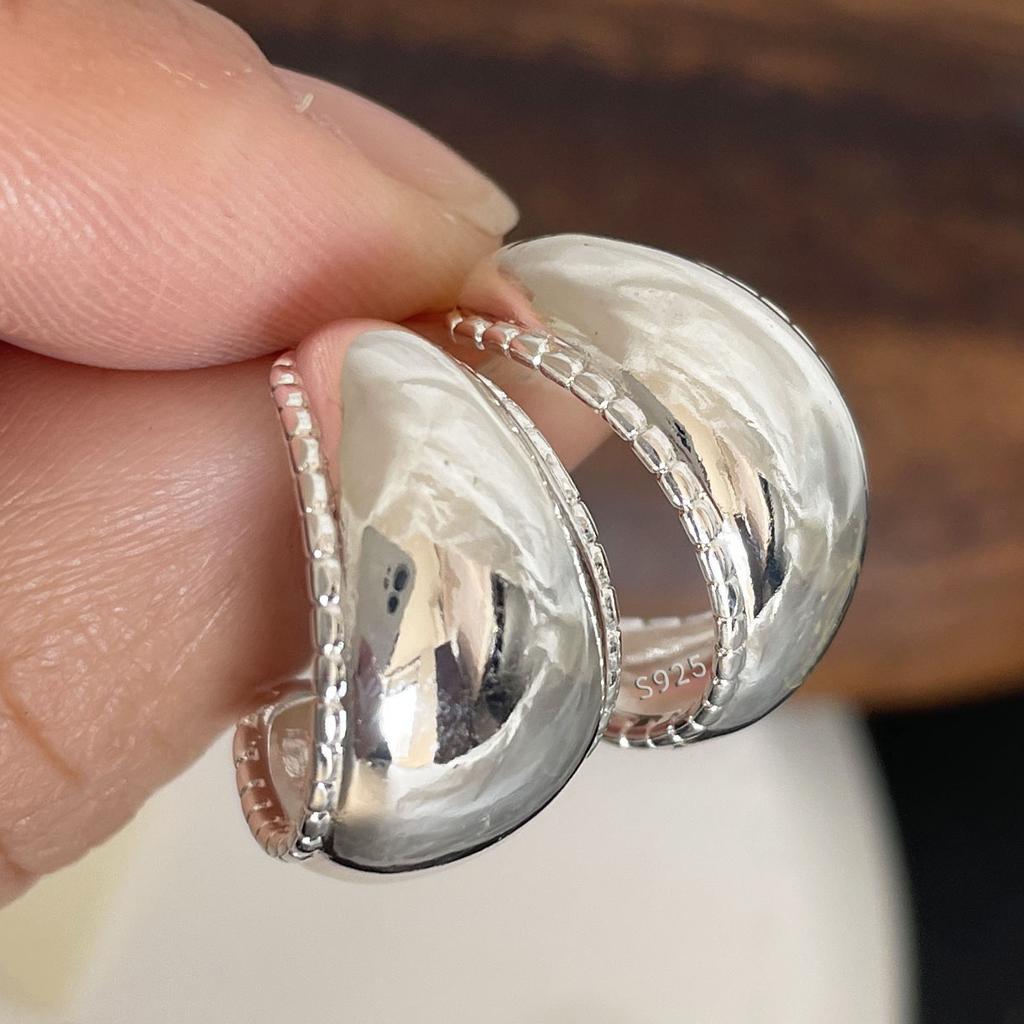 925 Sterling Silver Earrings For Women Trendy Simple Round Lace Earring Jewelry Prevent Allergy Party Christmas Accessories