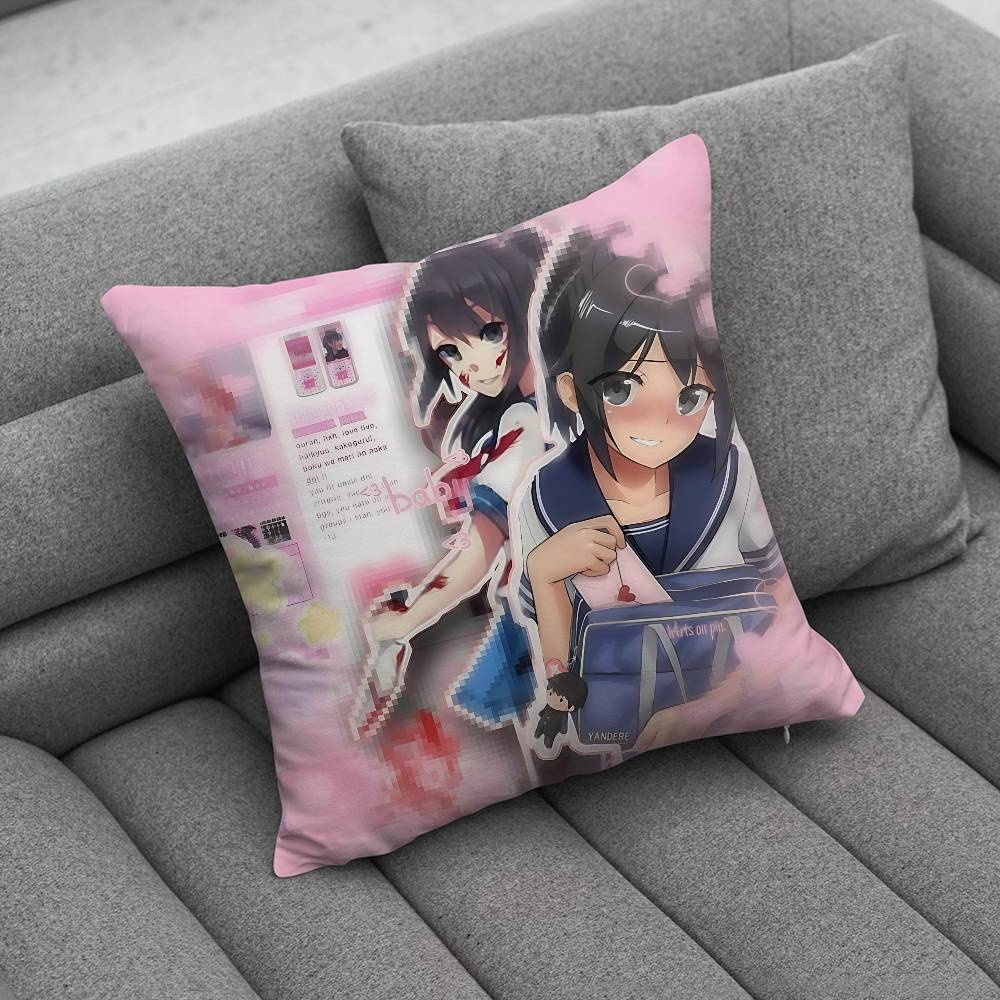 Yandere SSimulator Ayano Aishi Custom Pillow Case Sofa Living Room Bedroom Headboard Backrest Cushion Square Cushion Nap Time
