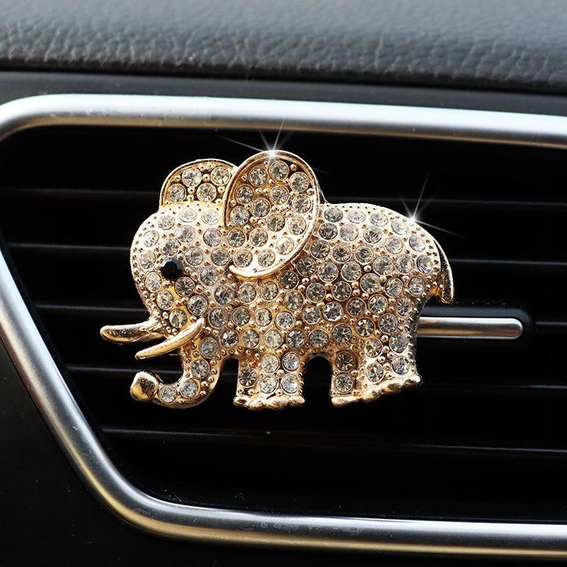 Cute Elephant Crystal Car Air Conditioner Vent Clip Fragrance