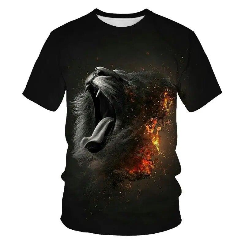 König der Tiere Löwe-Grafik-T-Shirts für Männer Sommermode Tiermuster-Druck-T-Shirt Lässiger cooler Stil Persönlichkeits-T-Shirt
