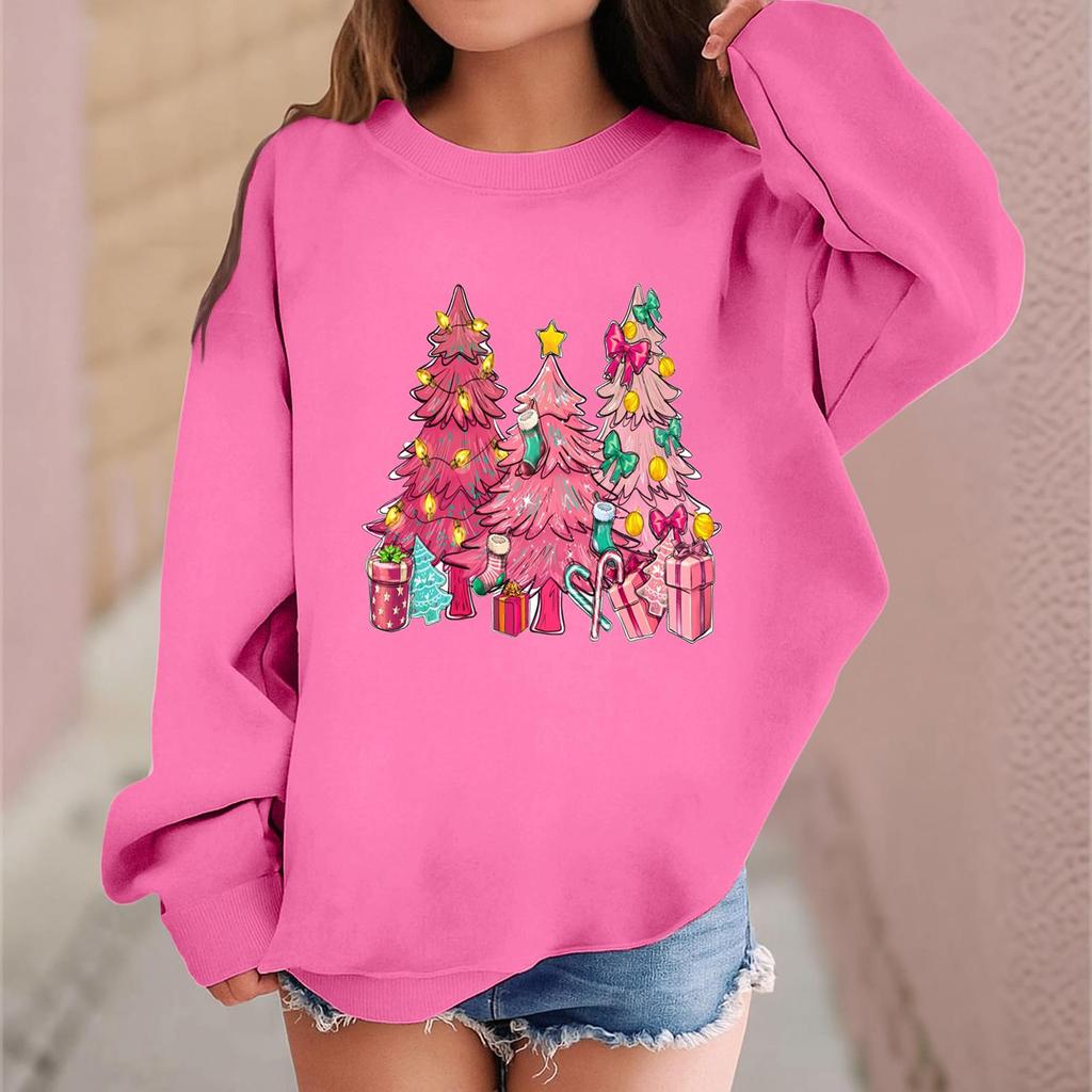 Children's Fashionable Casual Long-sleeved Loose Christmas Print Pullover Sweatshirt