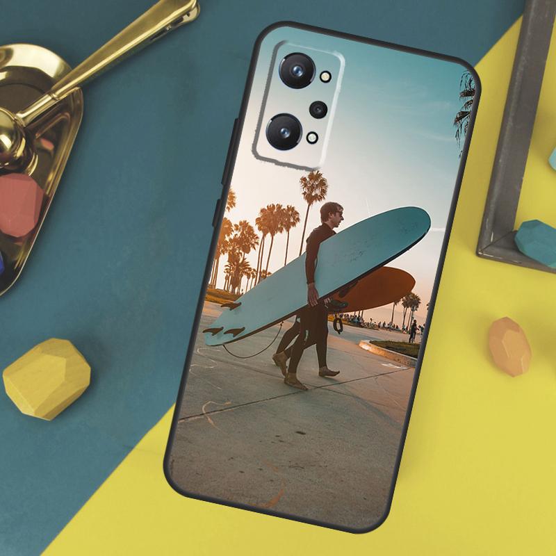 Surf Surfboard Case For Realme C67 C75 C61 C55 C53 C51 C21Y C25S 10 11 12 13 14 Pro Plus GT 6T 6 5 GT7 Pro