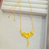 Luxury Pure Gold Real Gold Happy Flower Wedding Necklace Women's Wedding Gift