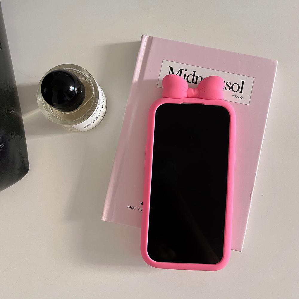 3D Süße Schleife Cartoon Krawatte Silikon Handyhülle für iPhone 13 14 15 16 Pro Max 17 15pro Stoßfest Weiche Niedliche Hülle