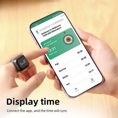 Digital Smart Zikr Ring Counters Bluetooth App Tasbih Tally Counter for Muslims Prayer Time Vibration Reminder Alarm Clock