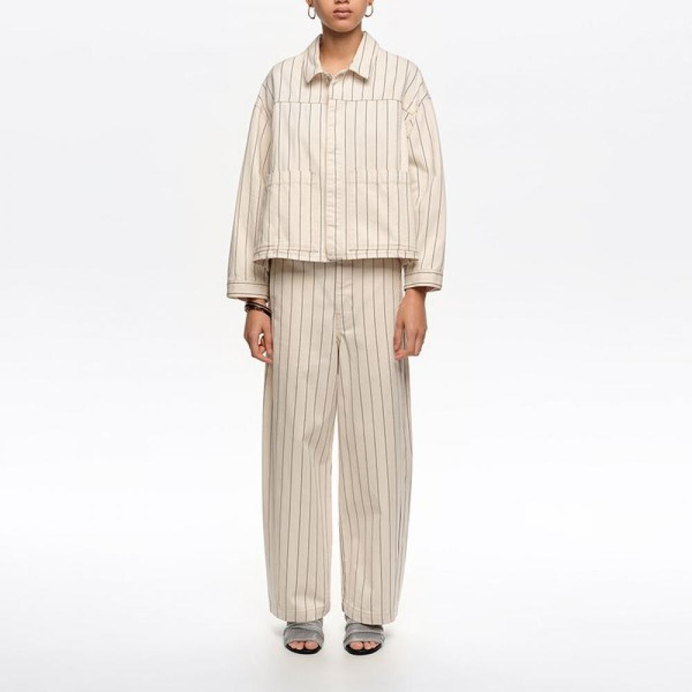 

Bimba Y Lola Barrel Fit Stripe Denim Pants Off White B265awn004wha White/40