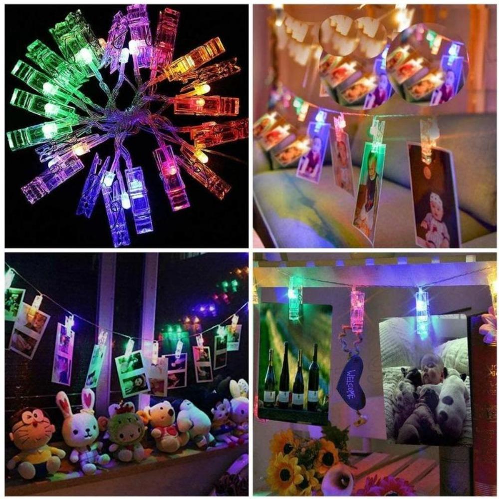 10 LED Photo Clips String Lights Hanging Cards Holder Holiday Lamp Gifts Decorative Light
