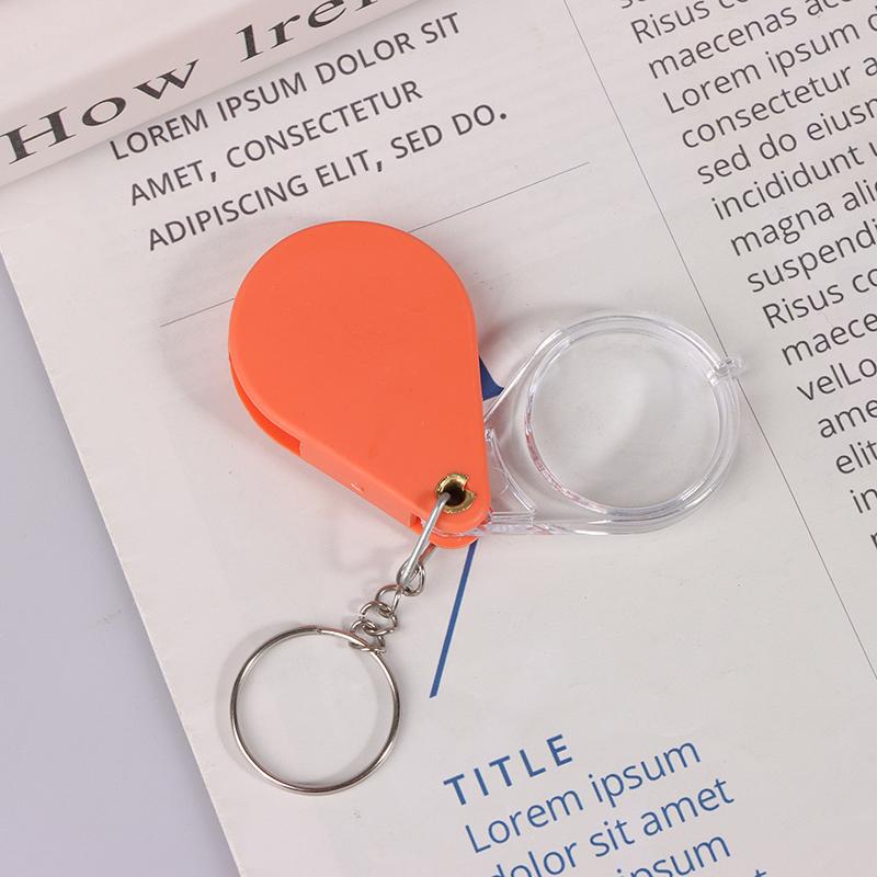 Portable Orange High-Definition Magnifying Lens For Old People Pocket Magnifying Glass Small Handheld Folding Keychain Magnifier