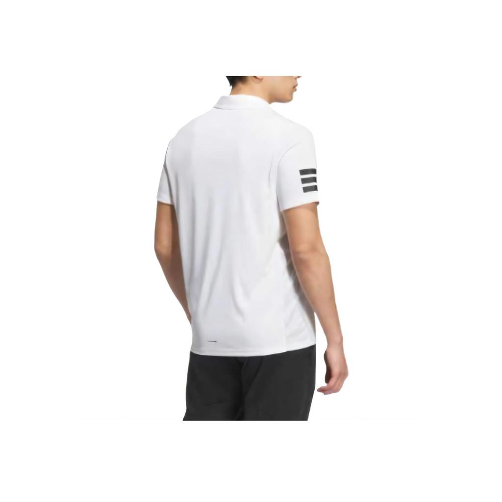 adidas Polo de Fitness à Séchage Rapide Imprimé Logo 3 Bandes Rayé Homme Polos Blanc Noir KA8332