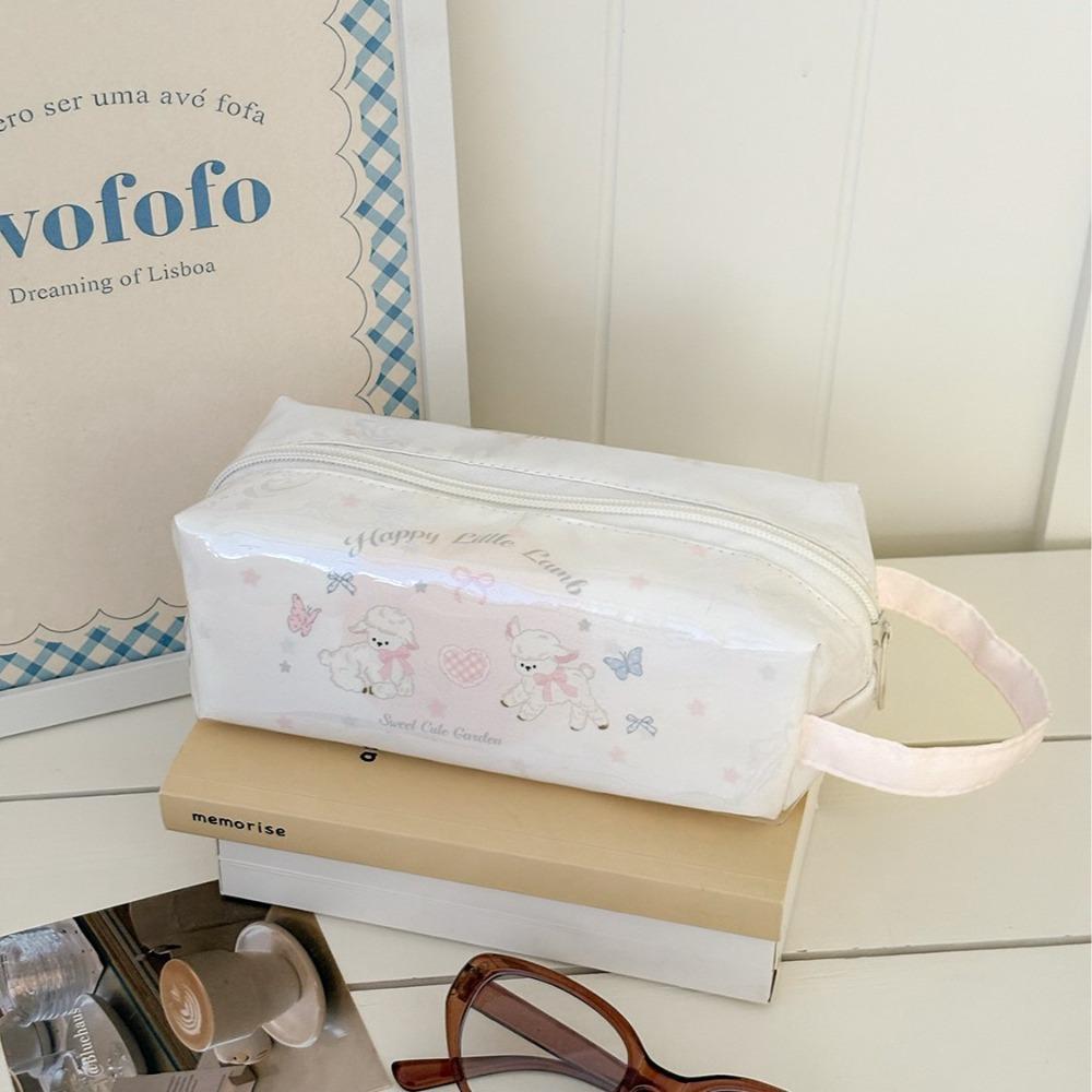

Waterproof Pen Bag PVC Stationery Pouch Zipper Design Stationery Bag Students білий
