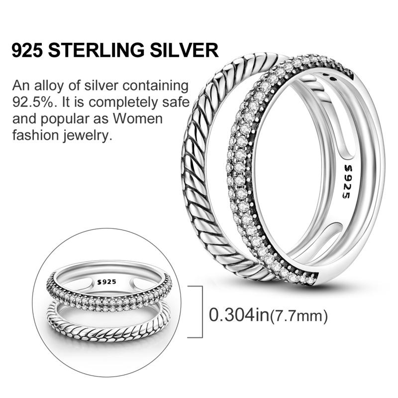 New 925 Silver Rings Zircon Sparkling CZ Rings Rings For Women Original Wedding Fine Jewelry Accessories Gifts