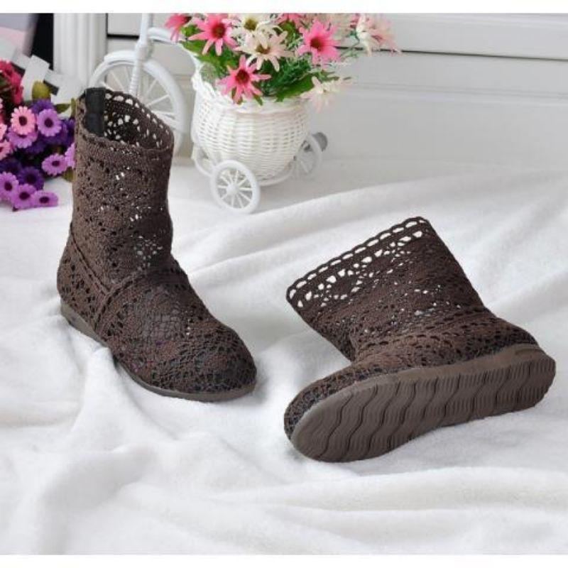 Lace Hollow Boots Shoes Breathable Knit Line Mesh Korean High Summer Women Boots Knee High Womens Shoes