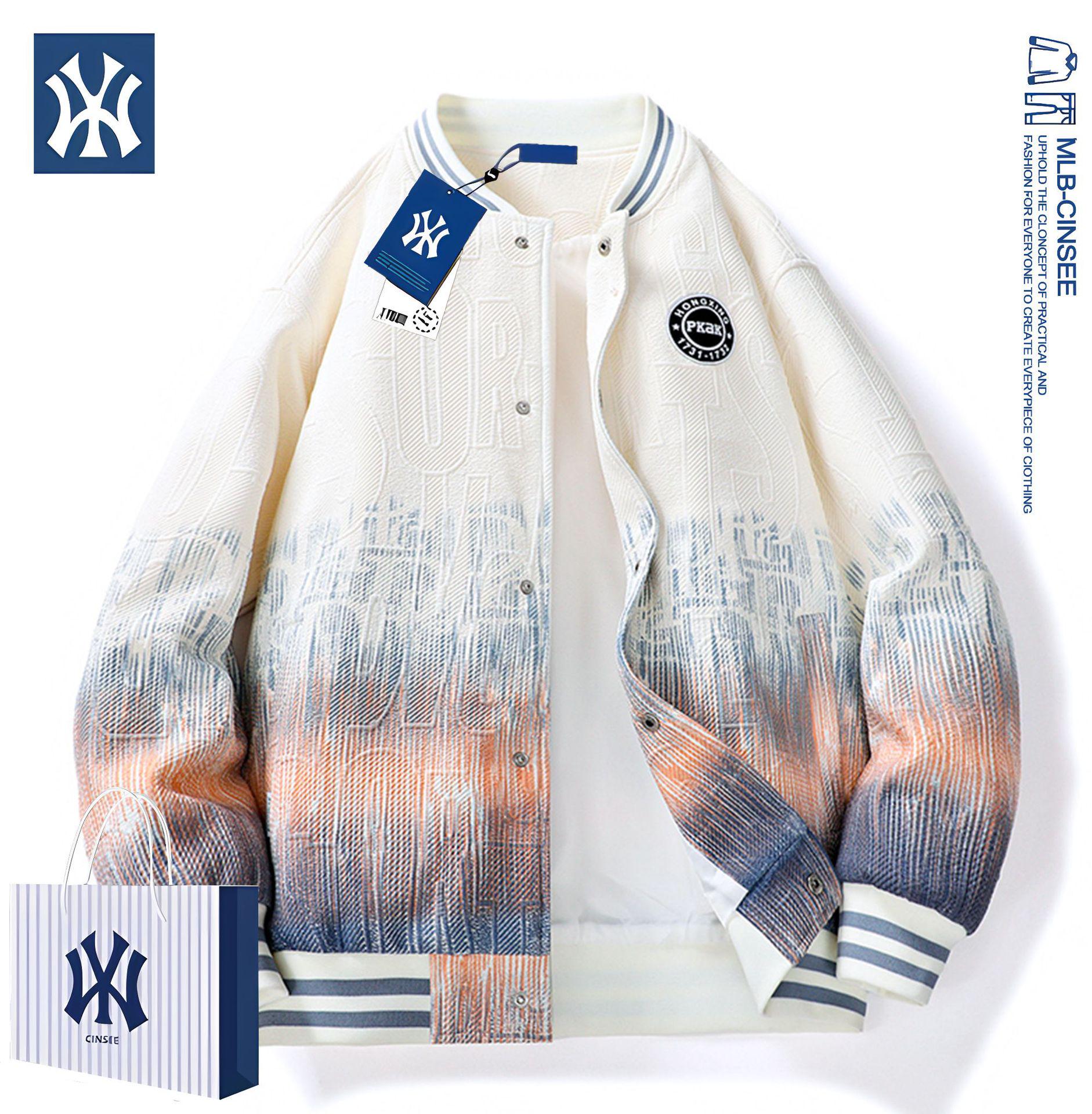 

MLB & NY Joint American Trendy Light Luxury Gradient Couple s Jacket - High-Quality, Versatile Men s Coat. 4XL білий