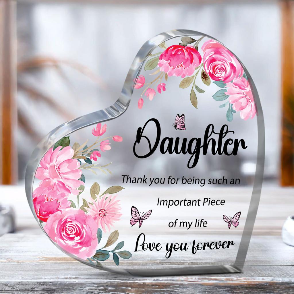 2D Flat Elegant Floral Acrylic Decorative Plaque and Ornament: Desk Decor and Meaningful Gift for Your Daughter's Special Occasions - Graduation