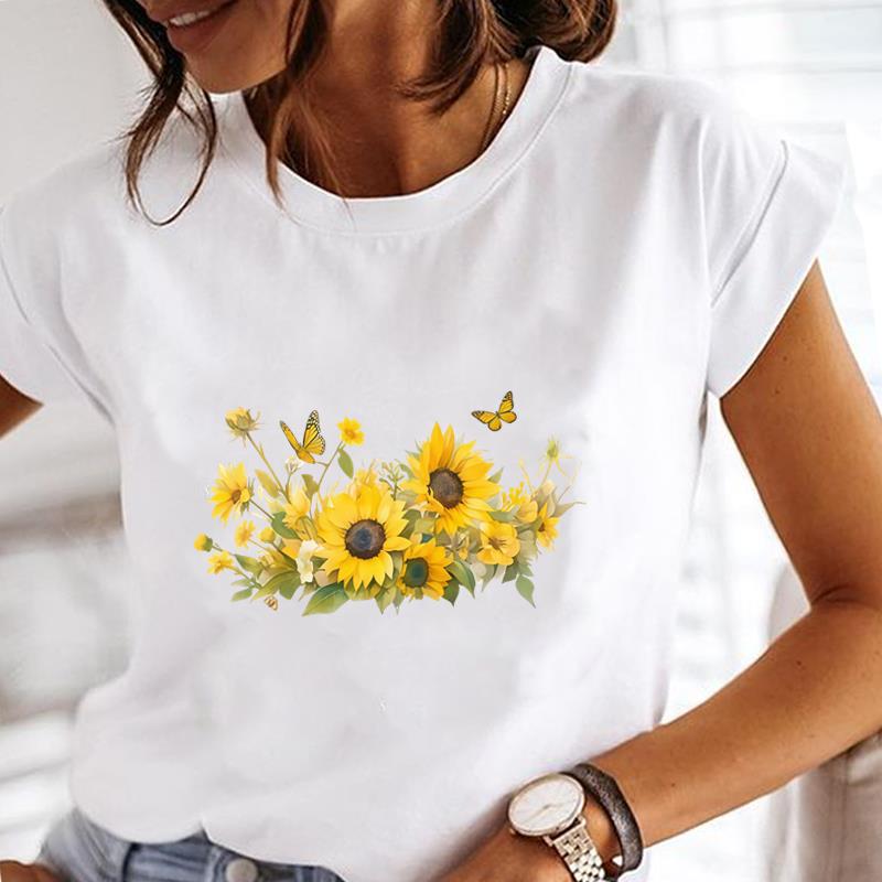 (Asian Size) Butterfly Cute Casual T Shirt Lady Female Top Printed Clothing  Fashion Graphic Short Sleeve T-shirts Women Tee