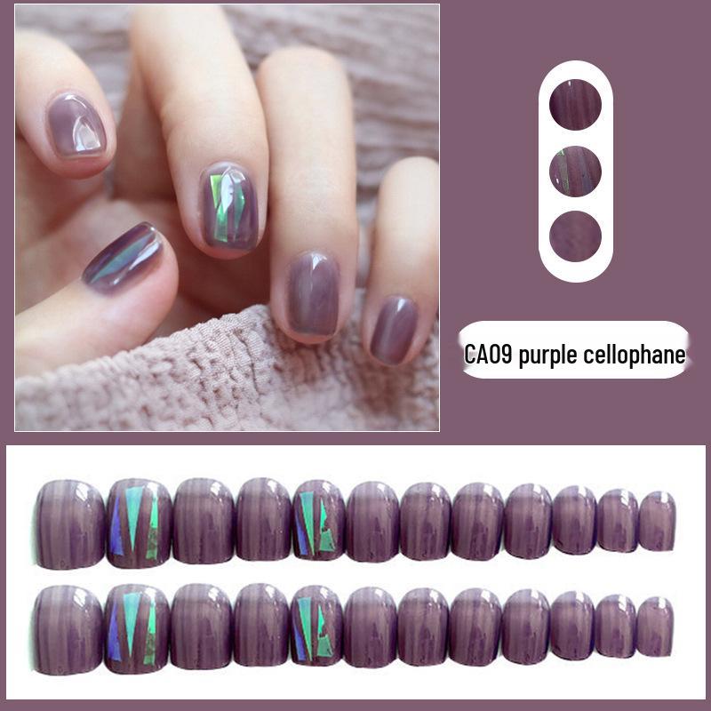 

Виноградно-пурпурные накладные ногти с целлофановым покрытием